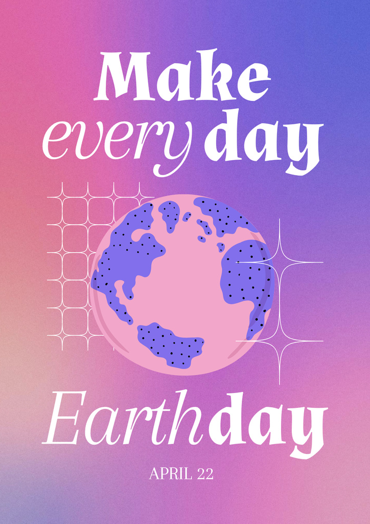 World Earth Day Announcement with Motivational Phrase Poster Design Template