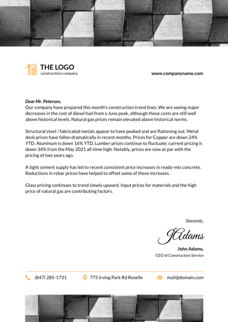 Qualified Construction Company Services Offer Letterhead Design Template