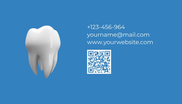 Dental Clinic Ad on Simple Blue Layout Business Card USデザインテンプレート