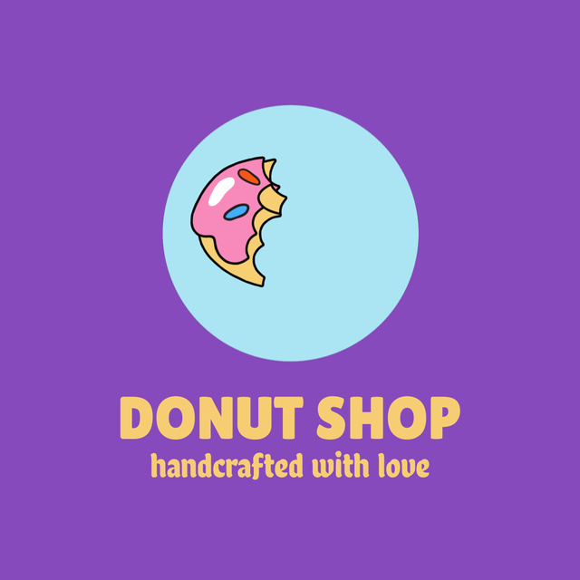 Handmade Donuts Created with Love in Shop Animated Logo Design Template