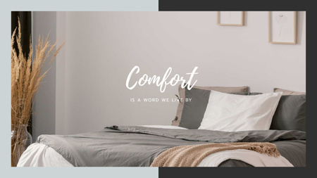 Gri renklerde konforlu yatak odası Youtube Tasarım Şablonu