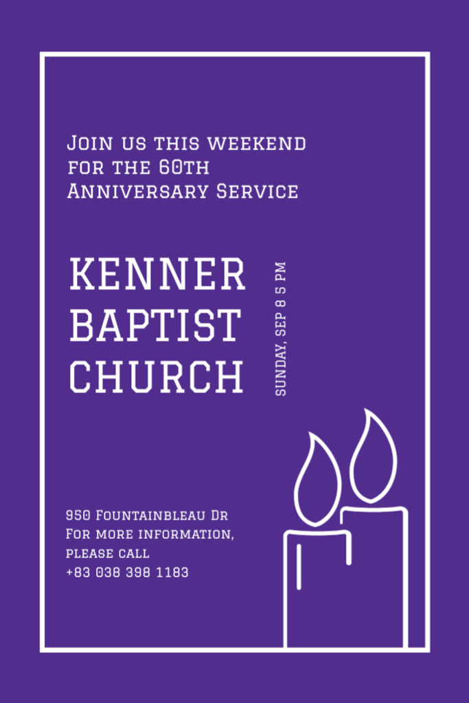 Church Ad with Candles in Frame Flyer 4x6in Design Template