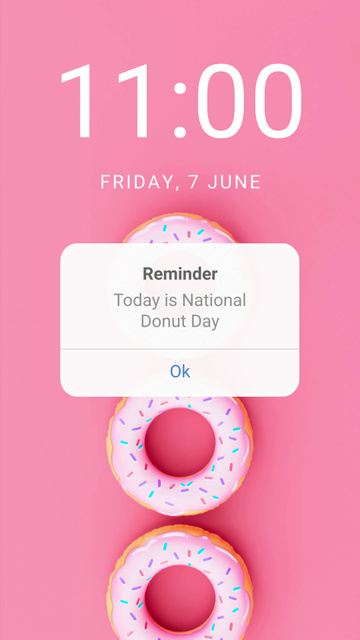 Reminder About National Donut Day With Sweet Donuts TikTok Video Šablona návrhu