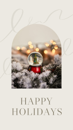 New Year Greeting with Glass Snowball Instagram Story Design Template