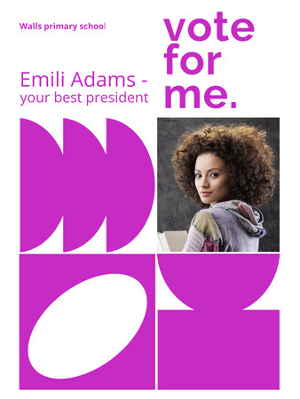 Template di design Annuncio elettorale del presidente della scuola primaria in viola Poster US