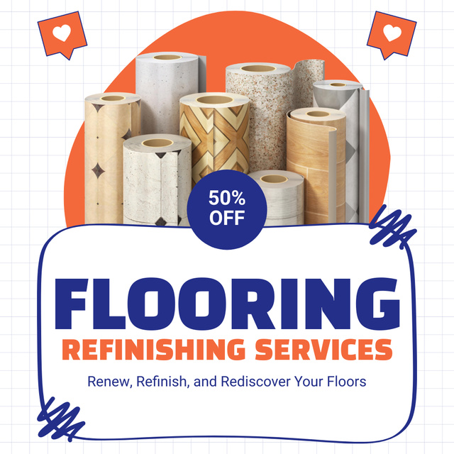 Designvorlage Flooring Refinishing Services with Offer of Discount für Instagram AD