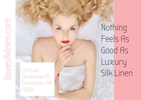 Luxury silk linen with Attractive Woman Card Tasarım Şablonu