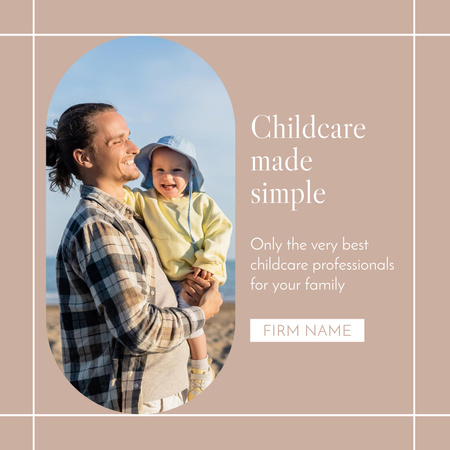 Man Holding Happy Child in Arms Instagram Design Template