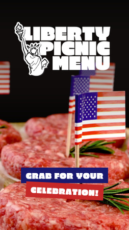 Holiday Picnic Menu for Independence Day USA TikTok Video Design Template