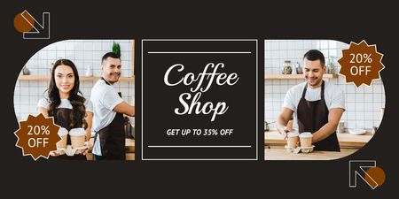 Awesome Coffee Shop With Discounts For Customers Twitter Design Template