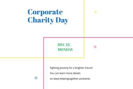 Plantilla de diseño de Corporate Charity Day Postcard 4x6in 
