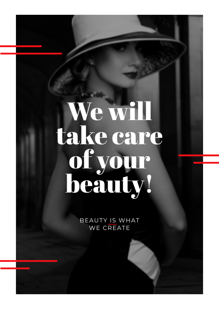 Motivational Quote About Beauty And Caring Postcard A6 Vertical Design Template