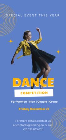 Dance Competition Ad with Young Woman Flyer DIN Large Tasarım Şablonu