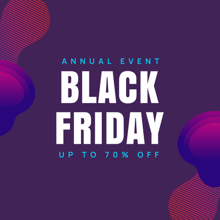 Объявление о ежегодной распродаже в Черную пятницу на Abstract Purple Instagram – шаблон для дизайна