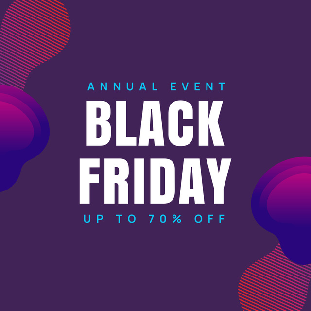 Annual Black Friday Sale Announcement on Abstract Purple Instagram Šablona návrhu