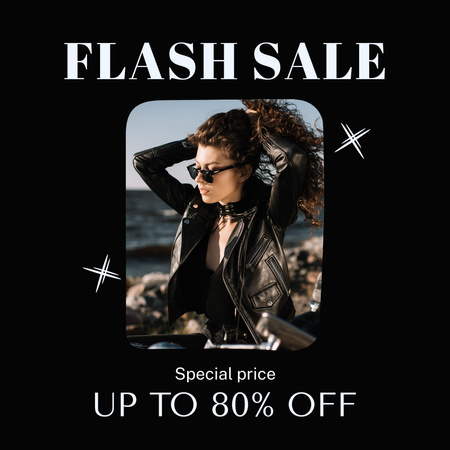 Lady in Black Clothing for New Fashion Sale Announcement Instagram Design Template