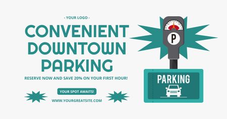 Convenient Downtown Parking with Parking Meter Facebook AD Design Template