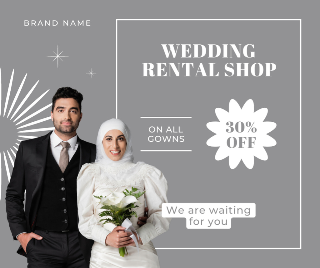 Plantilla de diseño de Wedding Dress and Suit Rental Facebook 