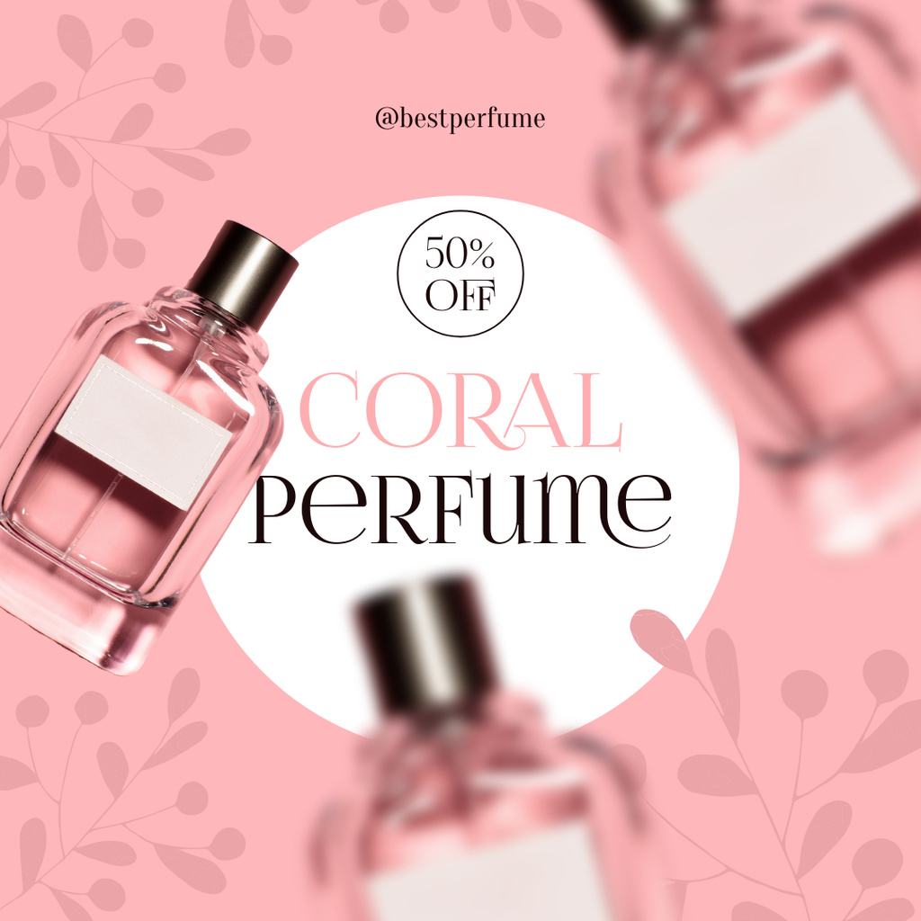 Discount Offer on coral Perfume Instagram Design Template