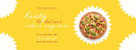 Food Delivery Services Ad with Delicious Pizza Facebook cover Design Template