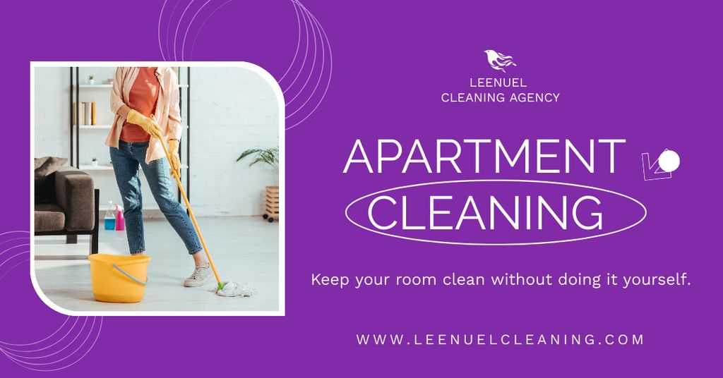 Plantilla de diseño de Cleaning Agency Ad with Housekeeper Facebook AD 