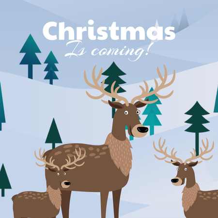 Christmas Is Coming Quote with Reindeers Instagram – шаблон для дизайна