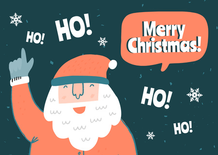 Designvorlage Weihnachtsstimmung mit fröhlichem Santa Ho Ho Ho für Postcard
