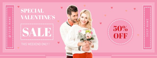 Valentine's Day Special Sale with Couple in Love Facebook cover tervezősablon