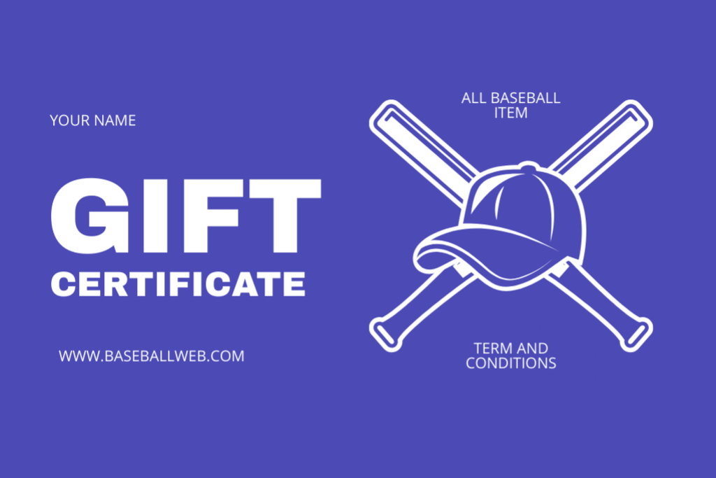 Discount on All Baseball Items Gift Certificate – шаблон для дизайна