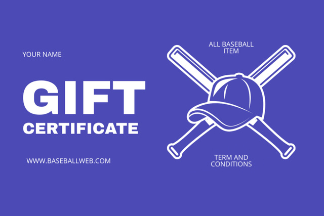 Designvorlage Discount on All Baseball Items für Gift Certificate