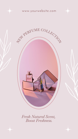 Pink Perfume New Collection Anouncement in Oval Frame Instagram Story Design Template