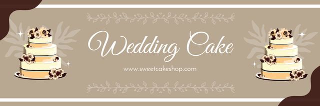 Offer Delicious Wedding Cakes on Beige Email header Design Template