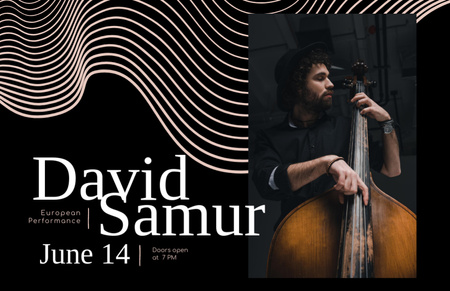 Outstanding Music Concert With Double Bass Musician Flyer 5.5x8.5in Horizontal Design Template