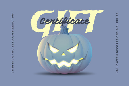 Halloween Offer with Creepy Pumpkin Gift Certificate Design Template