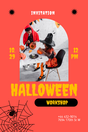 Children on Halloween's Workshop  Invitation 6x9in Design Template