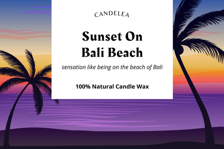 Natural Wax Candle With Beach Scent Label Design Template