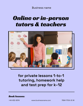Online Tutor and Teacher Services Offer Poster 22x28in Design Template