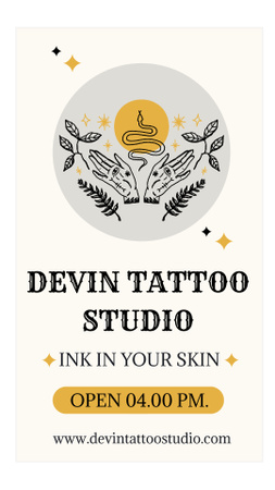 Ontwerpsjabloon van Instagram Story van Ink Tattoo Studio-aanbieding met schets