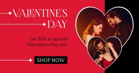 Platilla de diseño Valentine's Day Special Discount with Beautiful Young Couple Facebook AD