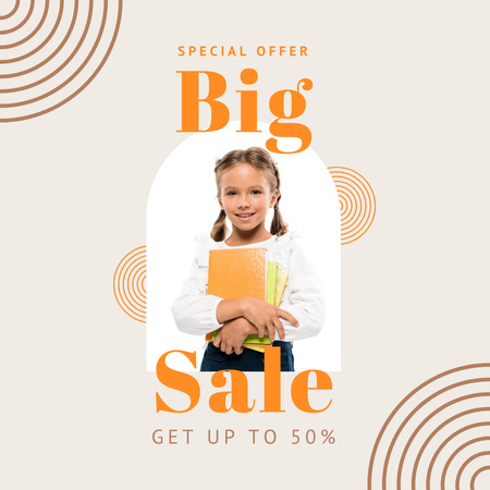 Books Sale Announcement with Cute Kid Instagram Design Template