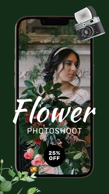 Elegant Flower Photoshoot With Discount Offer Instagram Video Story Πρότυπο σχεδίασης