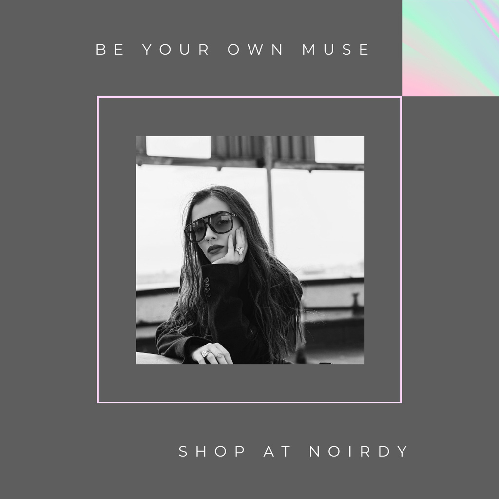 Fashion Store ad Stylish woman wearing Sunglasses Instagram Modelo de Design