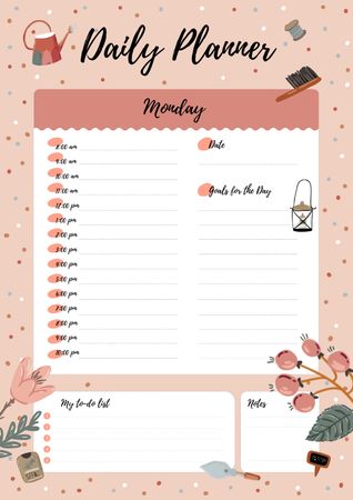 Modèle de visuel Daily Planner with Garden Supplies and Flowers - Schedule Planner