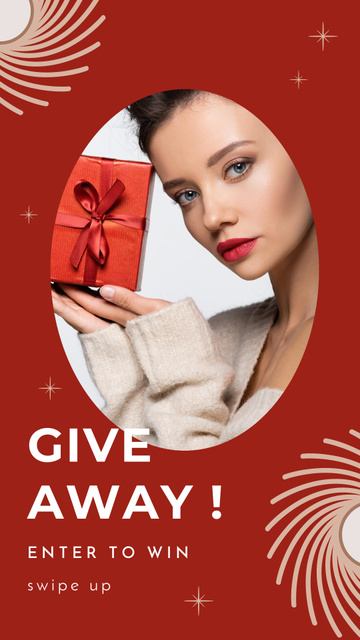 Modèle de visuel Woman Holding Red Gift Box - Instagram Story
