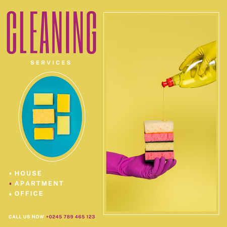 Clearing Services Offer with Detergent Instagram AD Tasarım Şablonu
