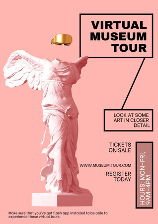Virtual Museum Tour Announcement with Sculpture Poster Design Template