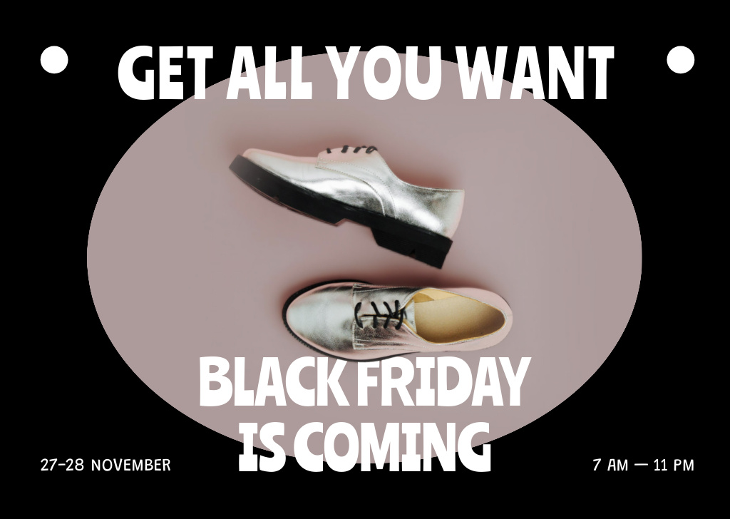 Designvorlage Shining Shoes At Discounted Rates on Black Friday für Flyer A6 Horizontal