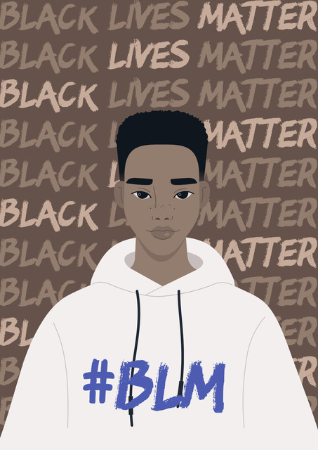 Platilla de diseño Black Lives Matter Slogan with Illustration of Young African American Guy Poster