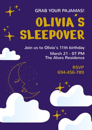 Olivia's Sleepover Party  Invitation Design Template