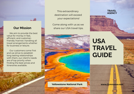 Travel Tour Offer to USA with highway Brochure Din Large Z-fold Design Template